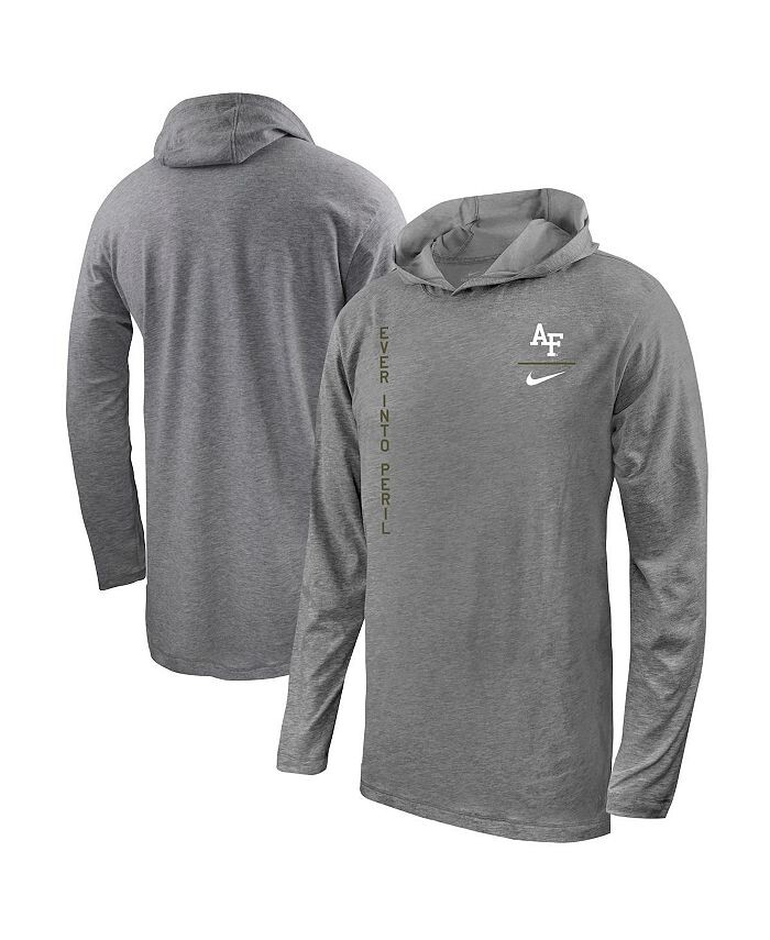 

Мужская футболка с капюшоном и длинными рукавами, пуловер Air Force Falcons Rivalry Heather Grey Nike, серый