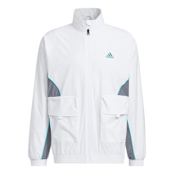 Куртка Men's adidas Logo Printing Pattern Splicing Stand Collar Zipper Jacket White, белый