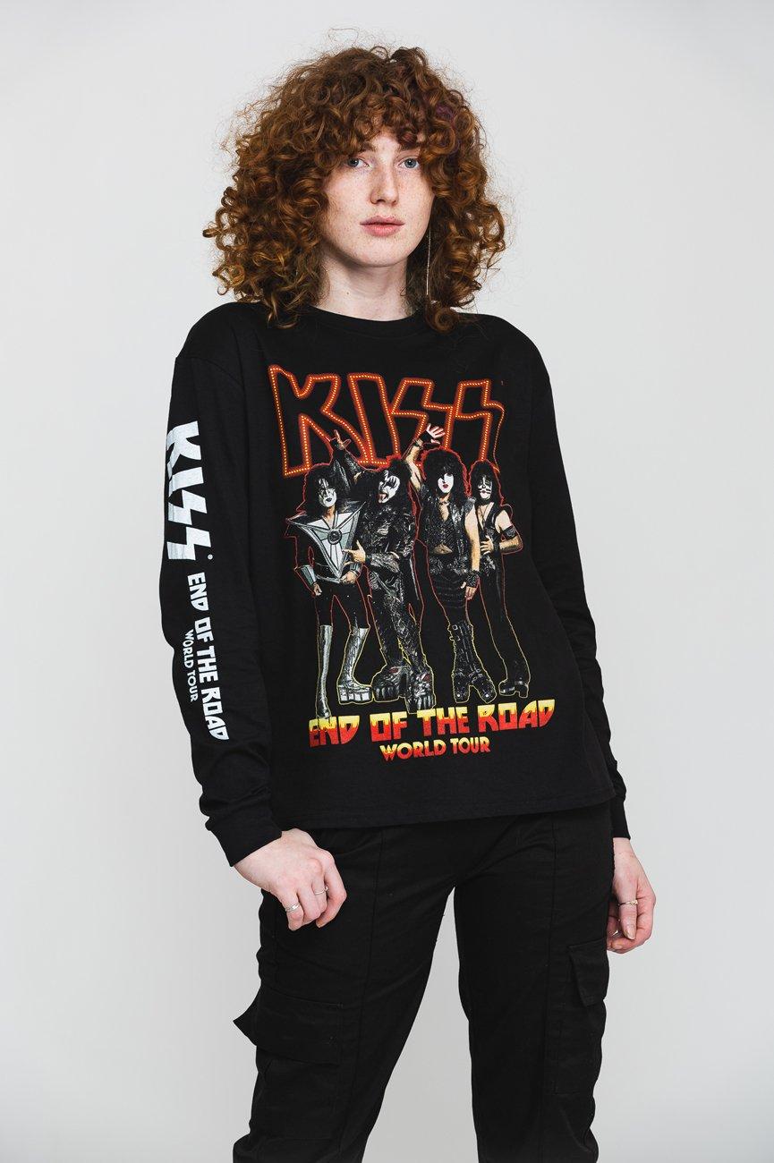 Модная футболка с длинным рукавом End Of The Road Tour KISS, черный цена и фото