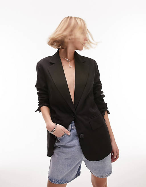 Черный однобортный пиджак Topshop Petite Tailored