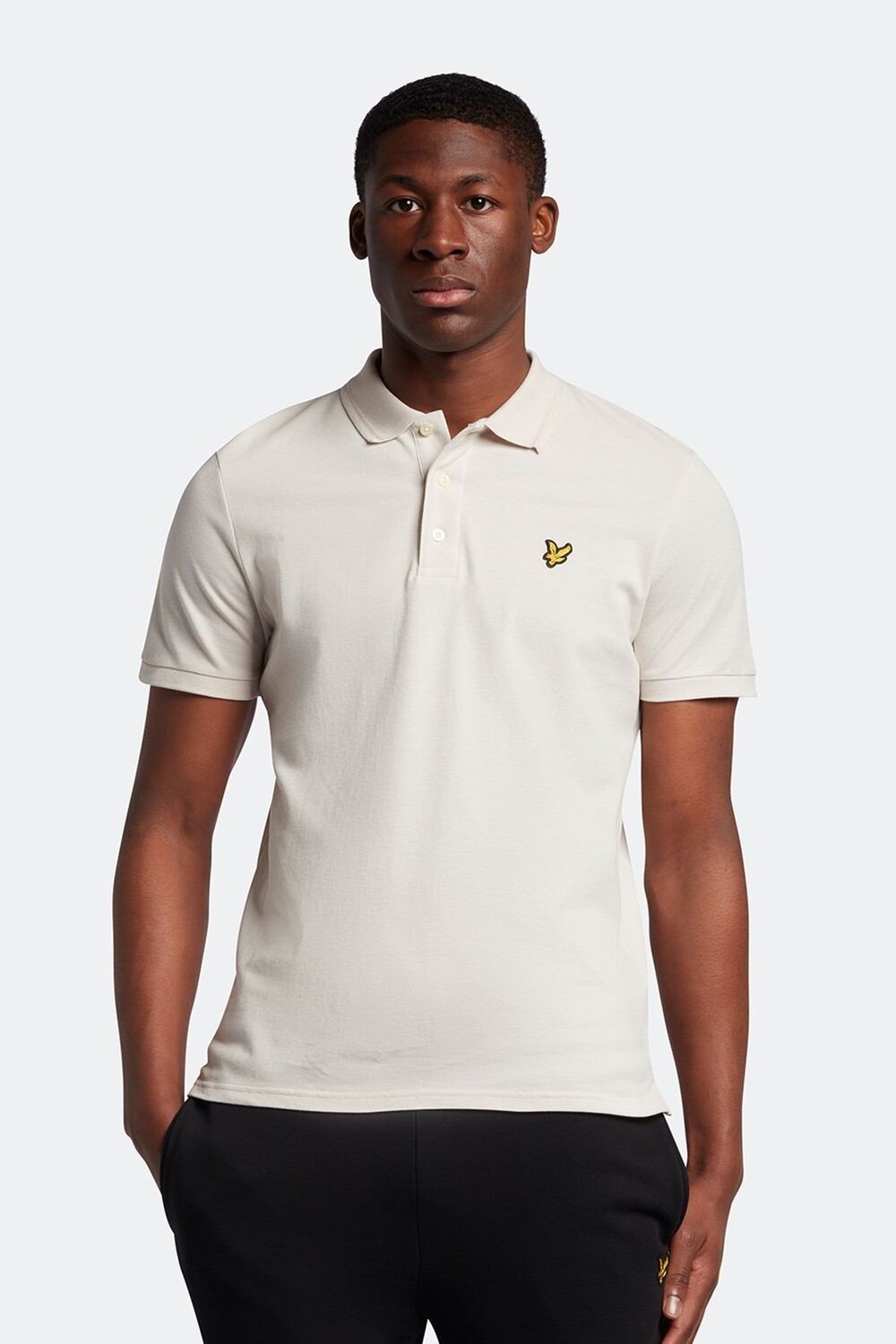 

Кремовая рубашка-поло с гербом и строчкой Lyle & Scott, бежевый