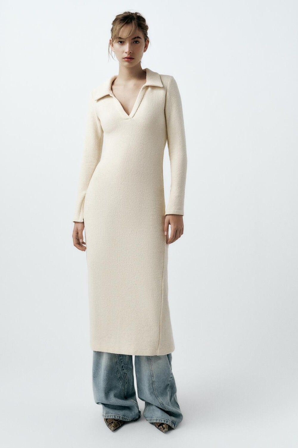 

Платье букле ZARA, бежевый
