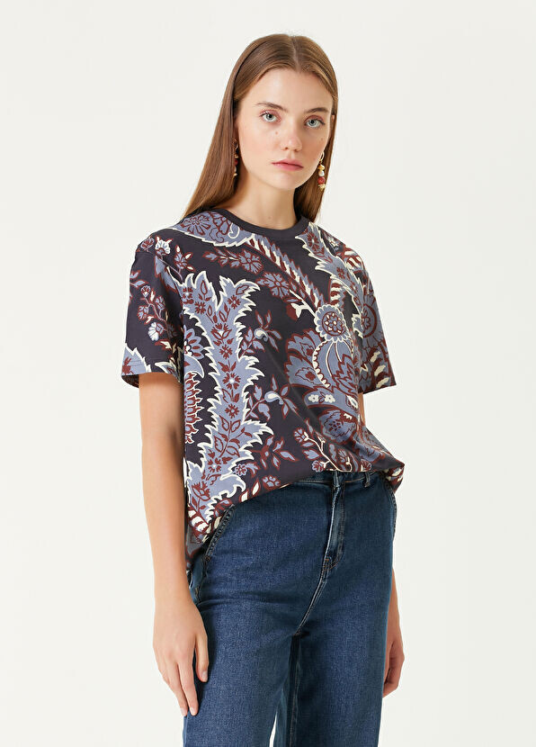 

Темная футболка с пейсли Etro, синий