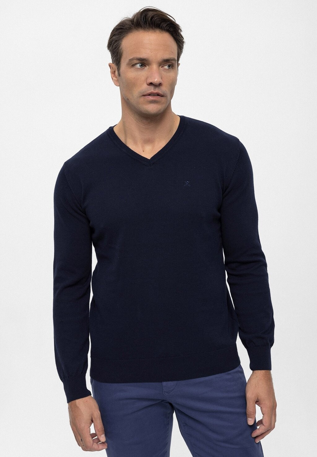 

Вязаный свитер BASIC V NECK ARM PATCH DETAIL Felix Hardy, цвет dark blue