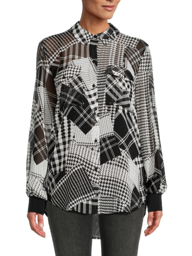 

Рубашка на пуговицах в стиле пэчворк Dkny, цвет Black Ivory