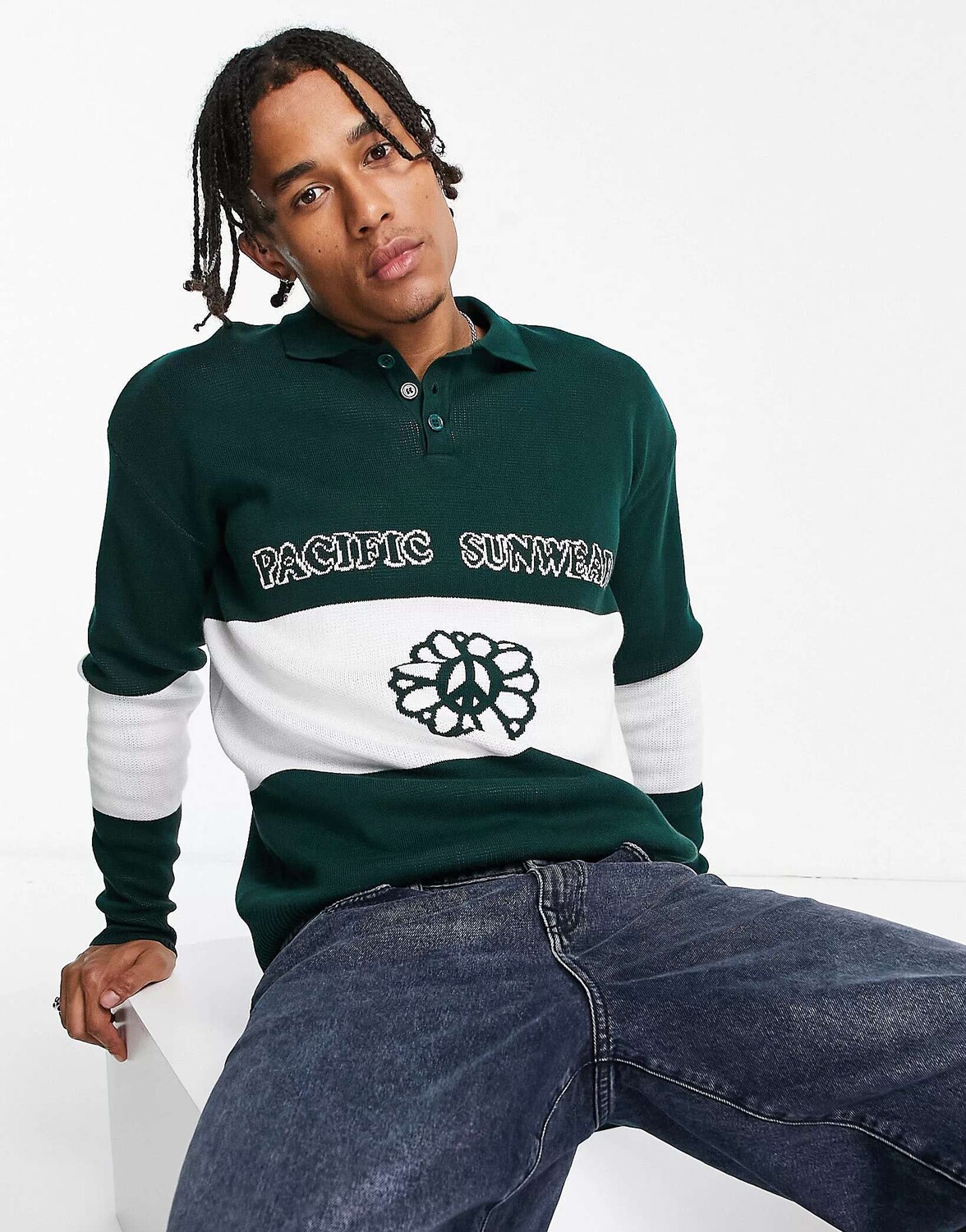 

Зеленый вязаный джемпер с лепестками Pacsun