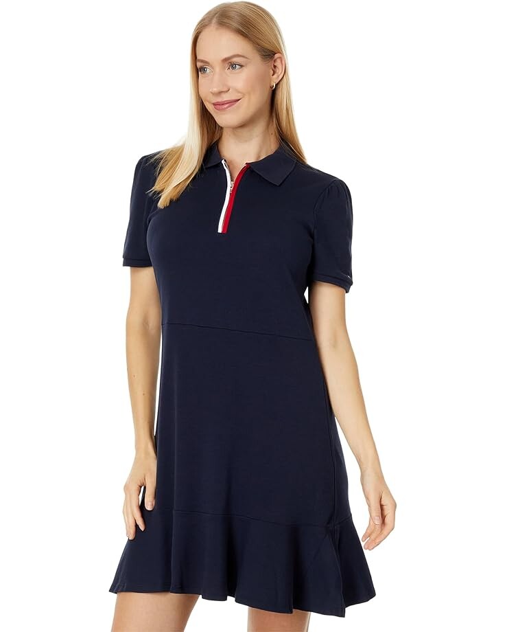 

Платье Tommy Hilfiger Global Short Sleeve Zip Polo, цвет Sky Captain