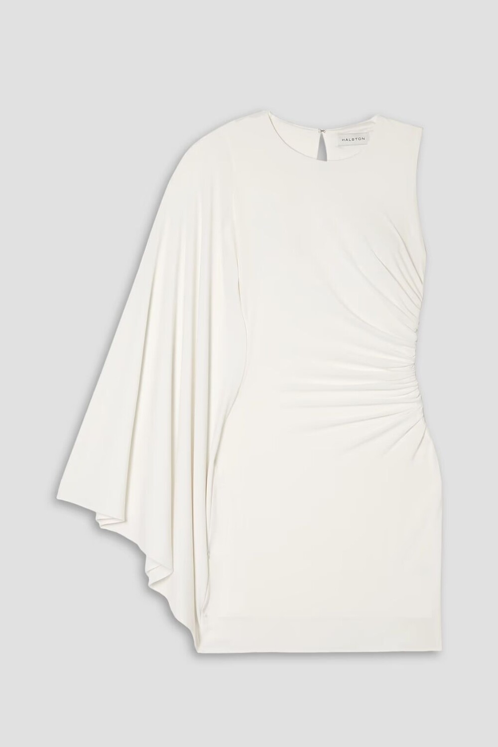 

Платье мини Kenna из джерси с одним рукавом и сборками Halston, белый