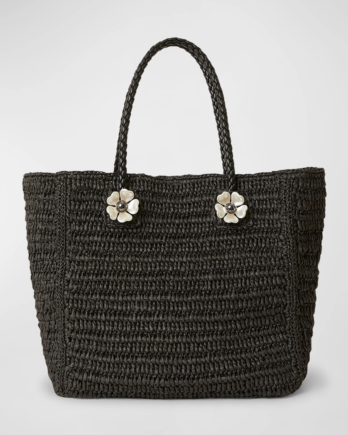 

Соломенная большая сумка Daphne Flower BTB Los Angeles, цвет Black