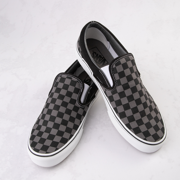Туфли для скейтбординга Vans без шнуровки в шахматном порядке, серый/черный