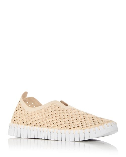 

Женские белые слипоны на прошитой платформе на плоской подошве Ilse Jacobsen, цвет Tan/Beige, Белый