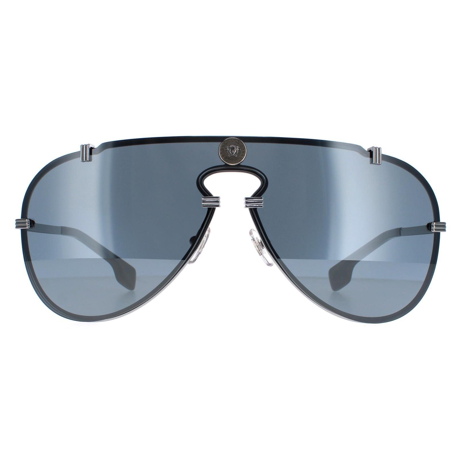 солнцезащитные очки aviator dark ruthenium black grey mirror gv7185 g s givenchy черный Aviator Gunmetal Grey Mirror Black VE2243 Versace, серый