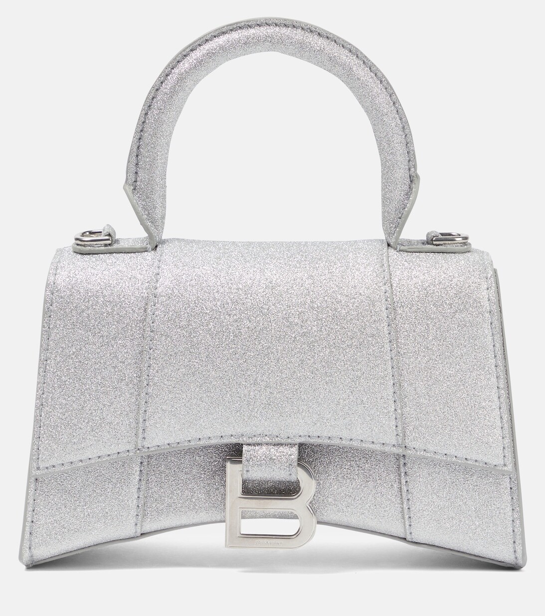 

Сумка через плечо Hourglass XS с блестками Balenciaga, серебряный