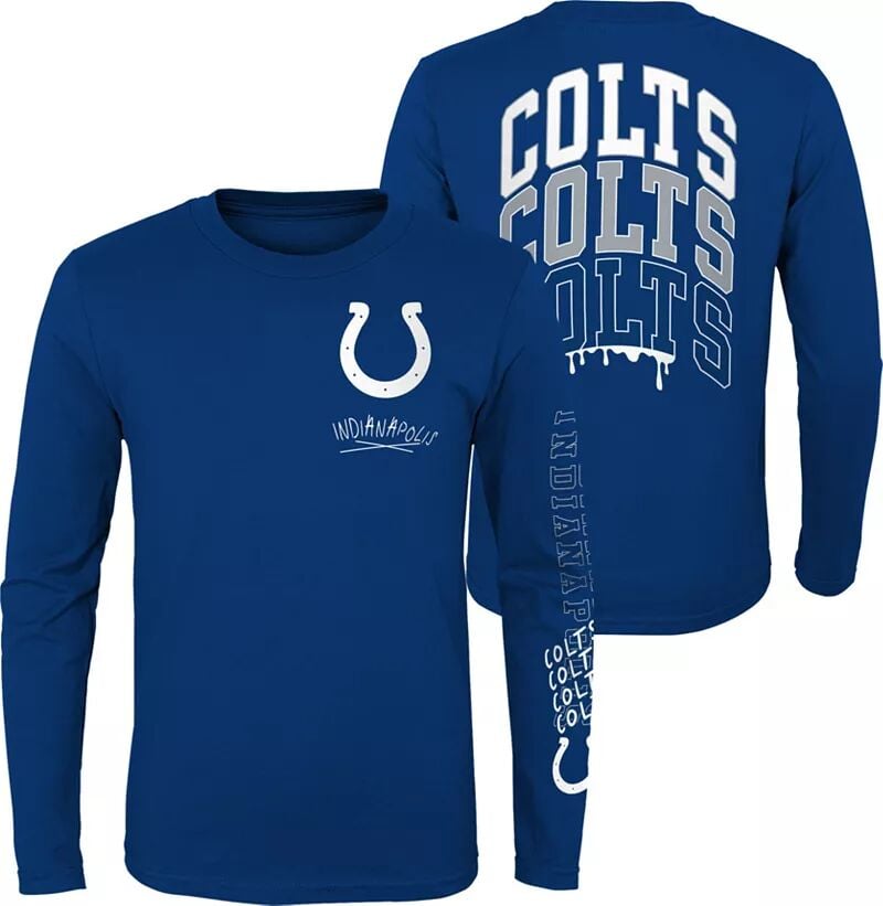 

Nfl Team Apparel Cиняя футболка с длинными рукавами для маленьких детей Indianapolis Colts Drip