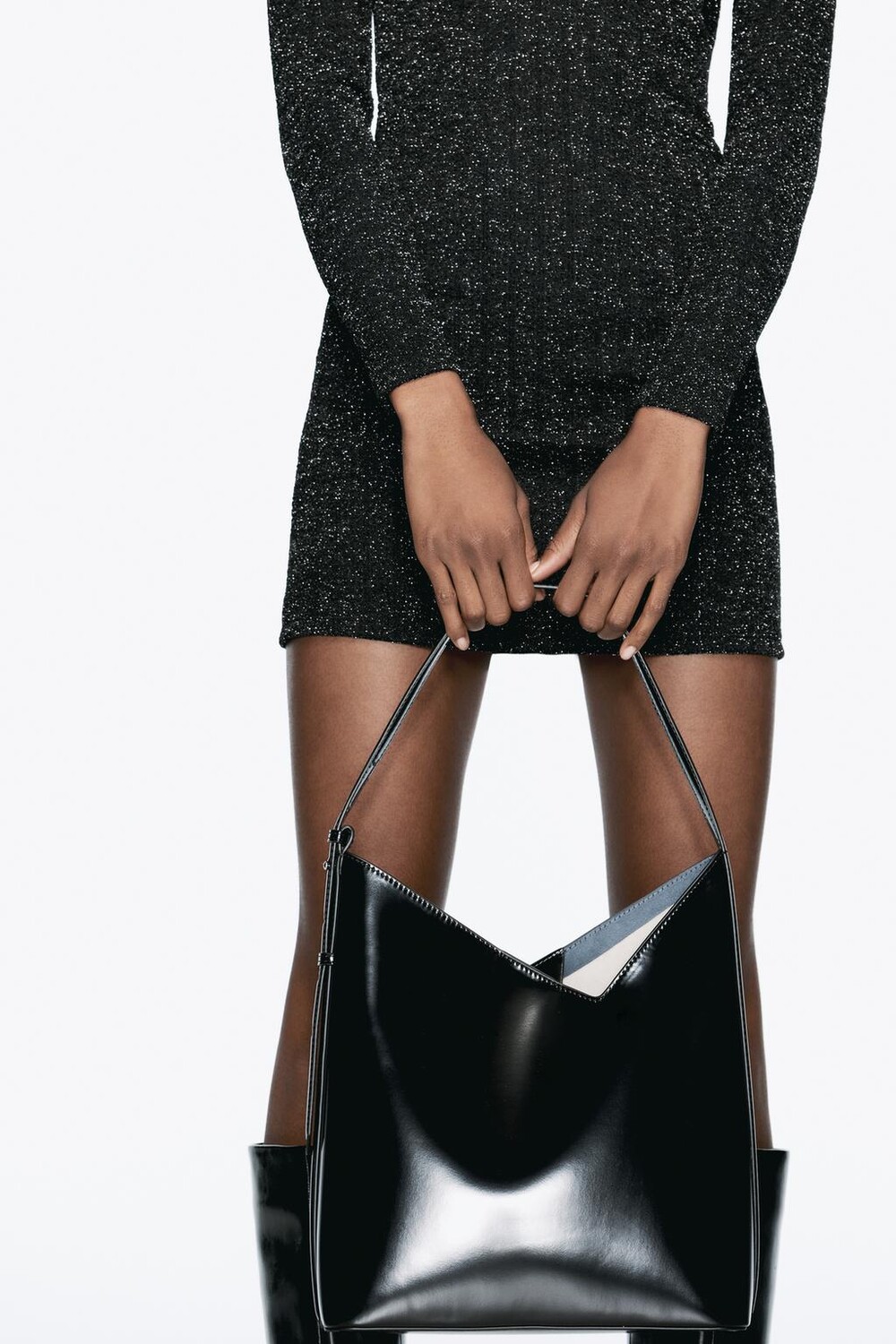 Сумка-ведорог через плечо ZARA, черный