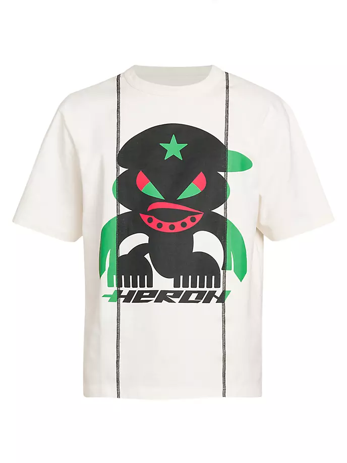 

Футболка с разрезом на ленте Moster Heron Preston, цвет ivory black