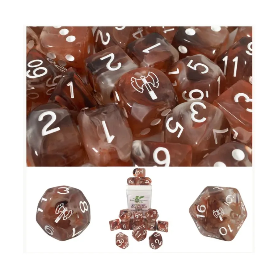 

Набор Diffusion Poly — ярость варвара с символом класса (15), Class & Creature Dice - Poly Sets