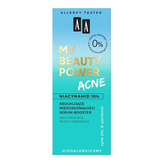 

Сыворотка-бустер, уменьшающая несовершенства акне, 30 мл AA My Beauty Power