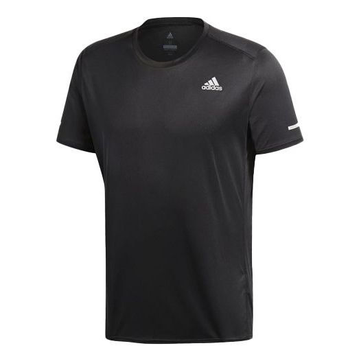 Футболка adidas Run Tee M CG Running Sports Round Neck Short Sleeve Black, черный