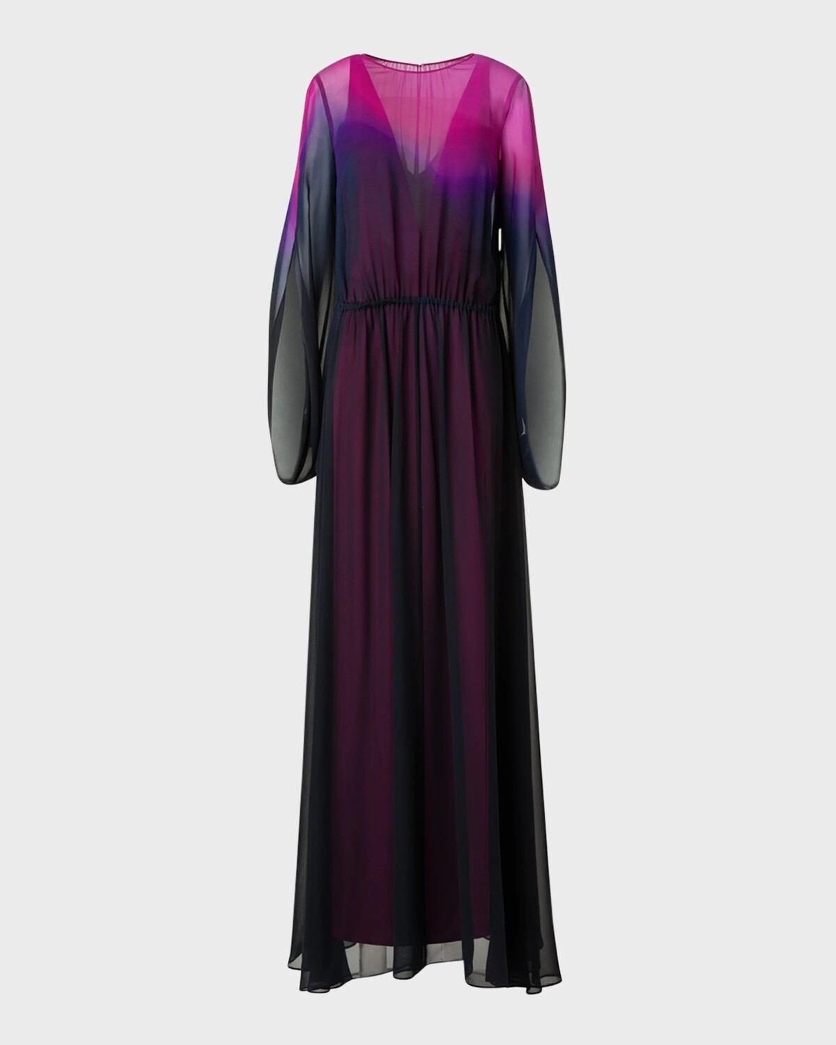 

Платье из прозрачного шелкового жоржета с длинными рукавами Akris, цвет Magenta-Purple