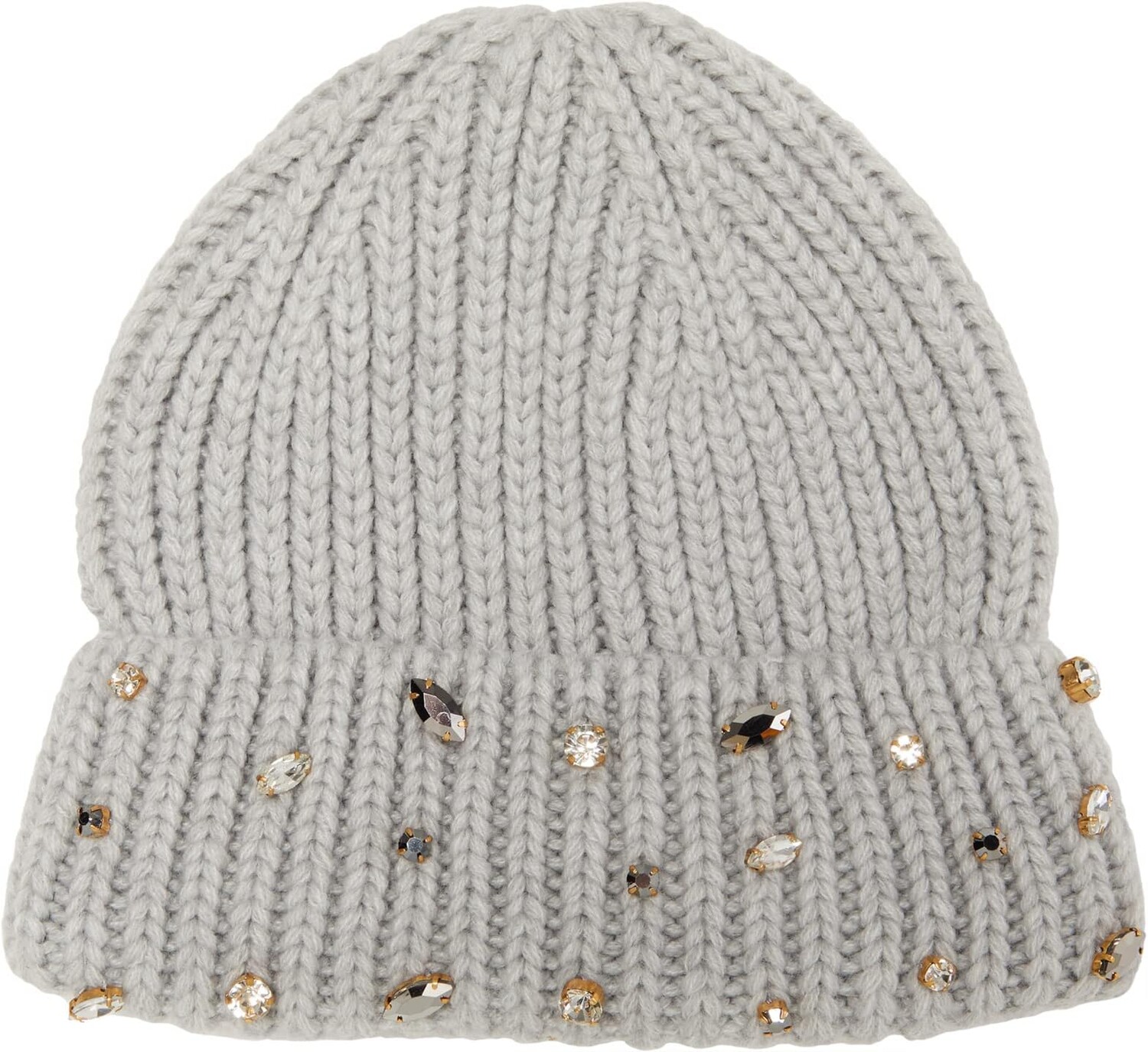 

Шапка Badgley Mischka Wool Beanie w/ Crystals, серый