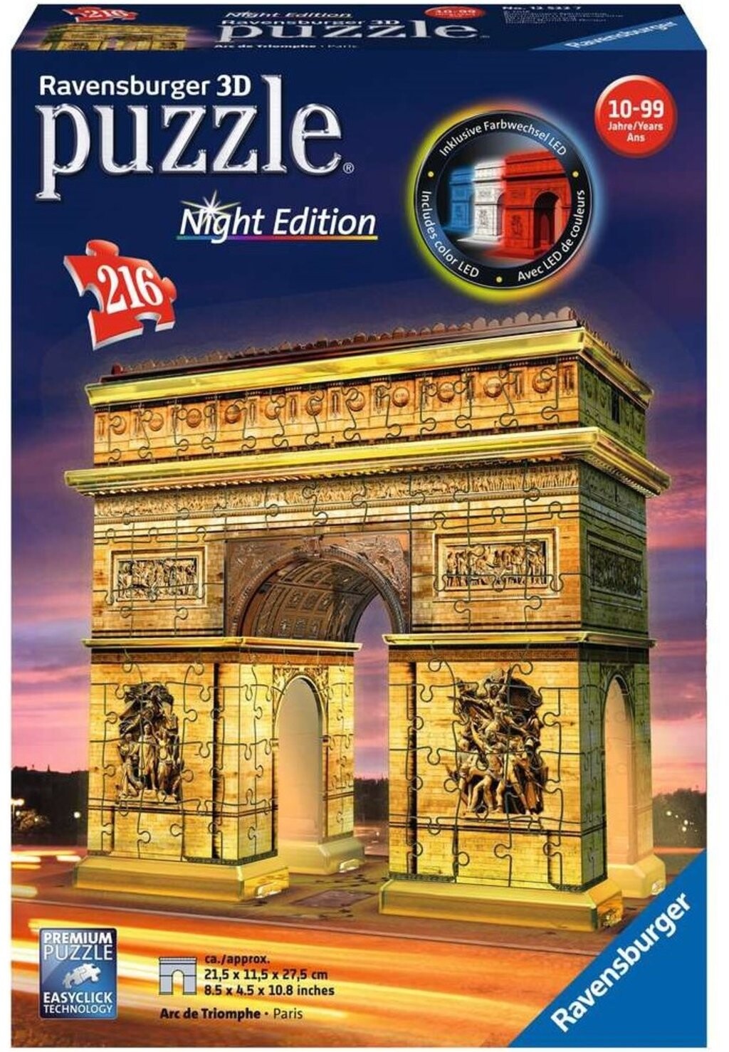 

Пазл ARC DE TRIOMPHE NIGHT EDITION 3D PUZZLE Ravensburger, цвет multi coloured