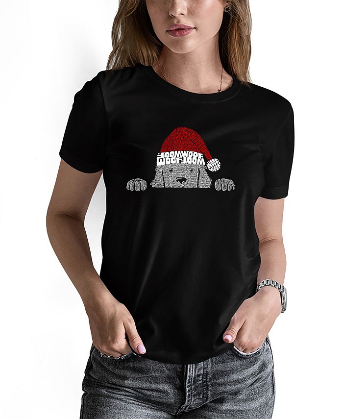 Женская футболка с короткими рукавами и надписью «Рождественская выглядывающая собака» LA Pop Art, черный re pa накладка transparent для huawei y3 2017 с принтом собака в смешной шапке