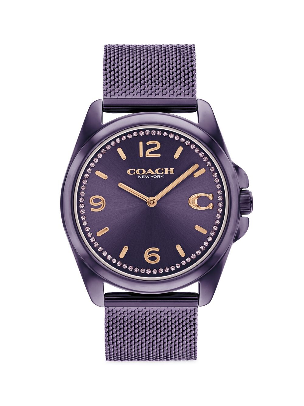 

Часы Greyson 36MM с сетчатым браслетом COACH, фиолетовый