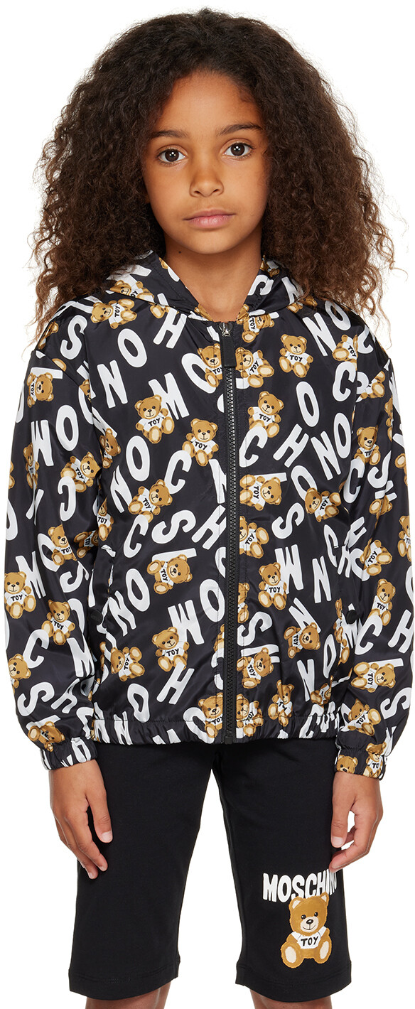 

Moschino Kids Черная куртка с плюшевым мишкой