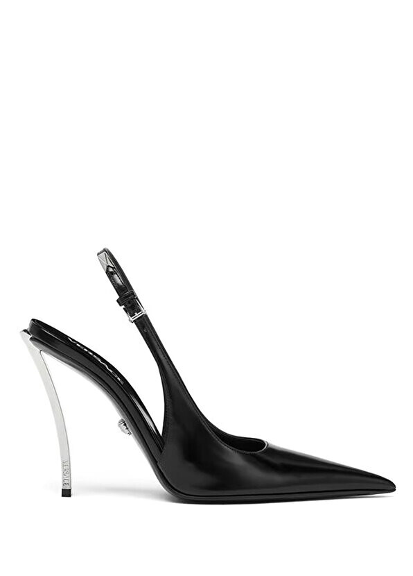 

Черные кожаные туфли на высоком каблуке pin point Versace