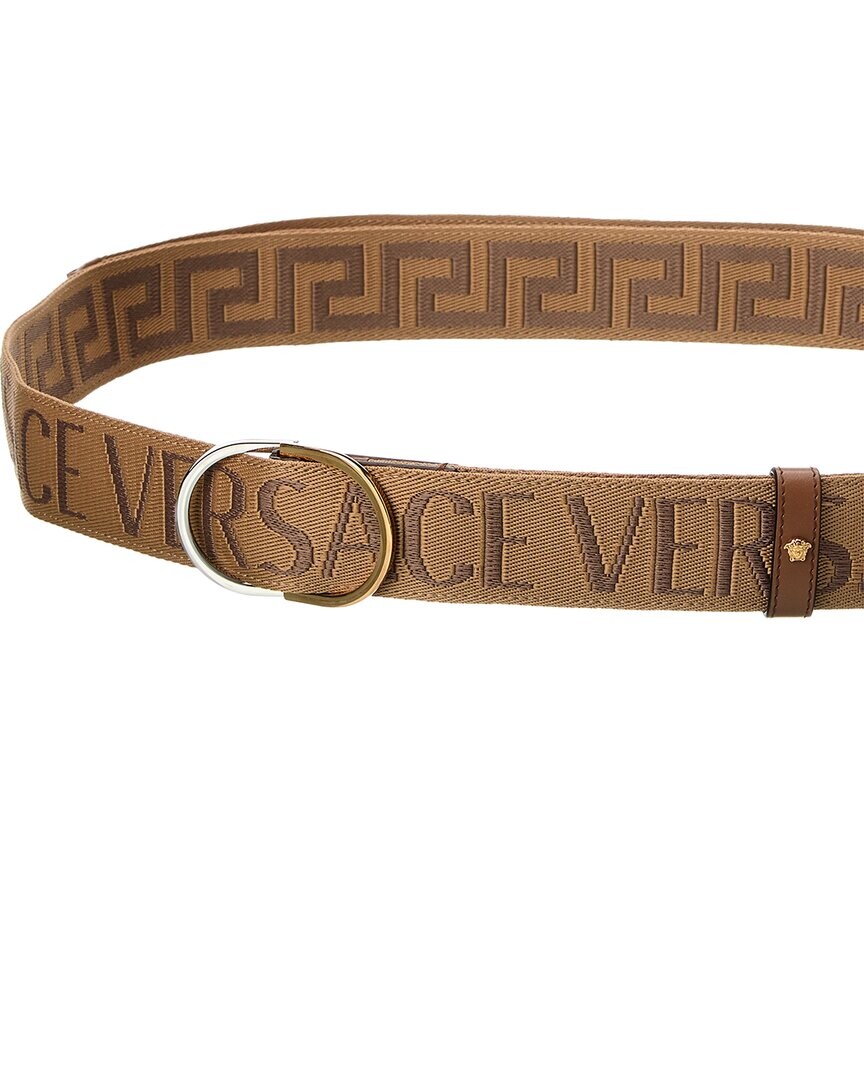Ремень Versace из ткани и кожи, коричневый