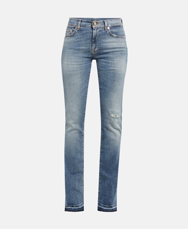 

Джинсы с вырезом 7 for all Mankind, светло-синий