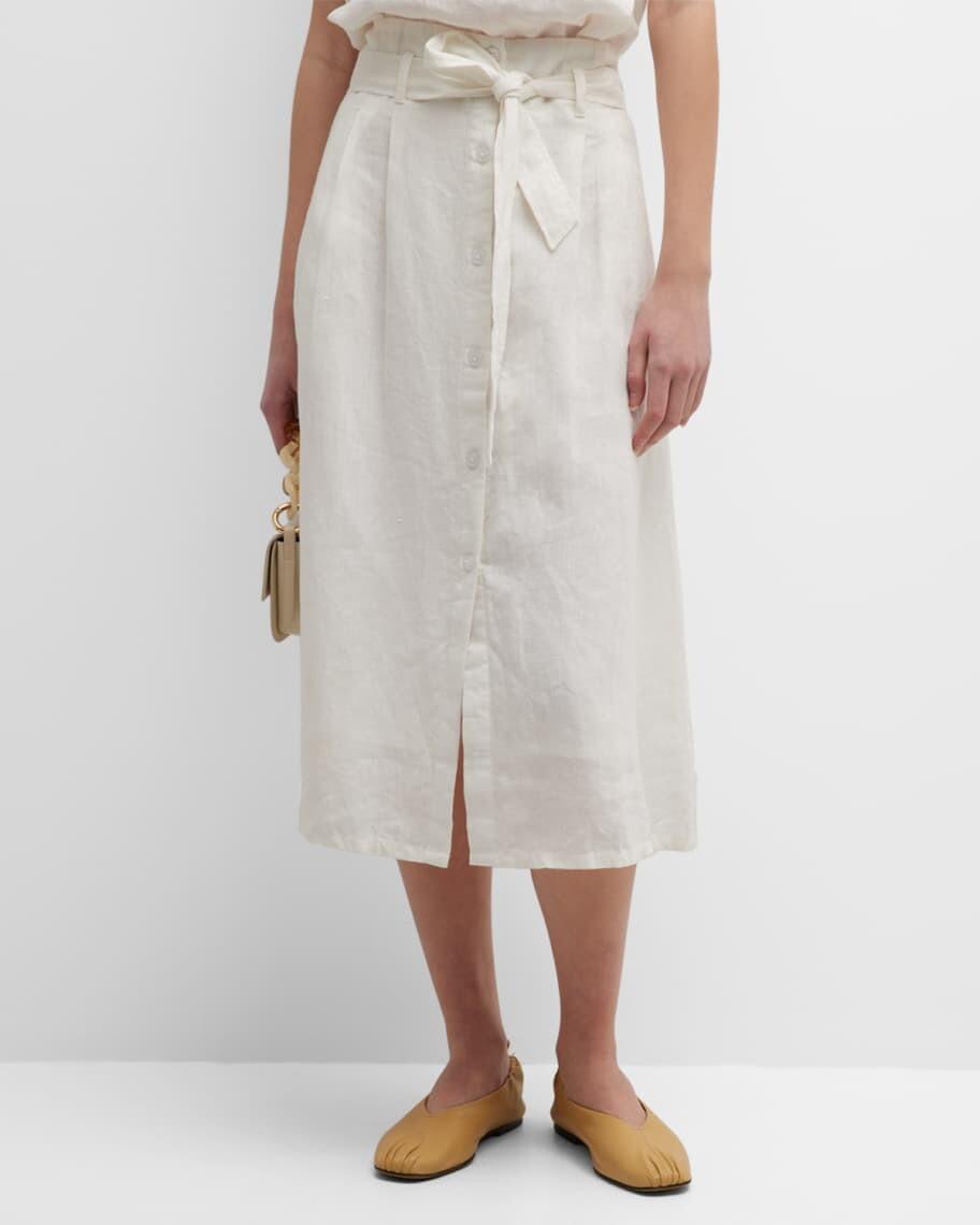 

Льняная юбка миди с поясом и пуговицами спереди Teagan Brochu Walker