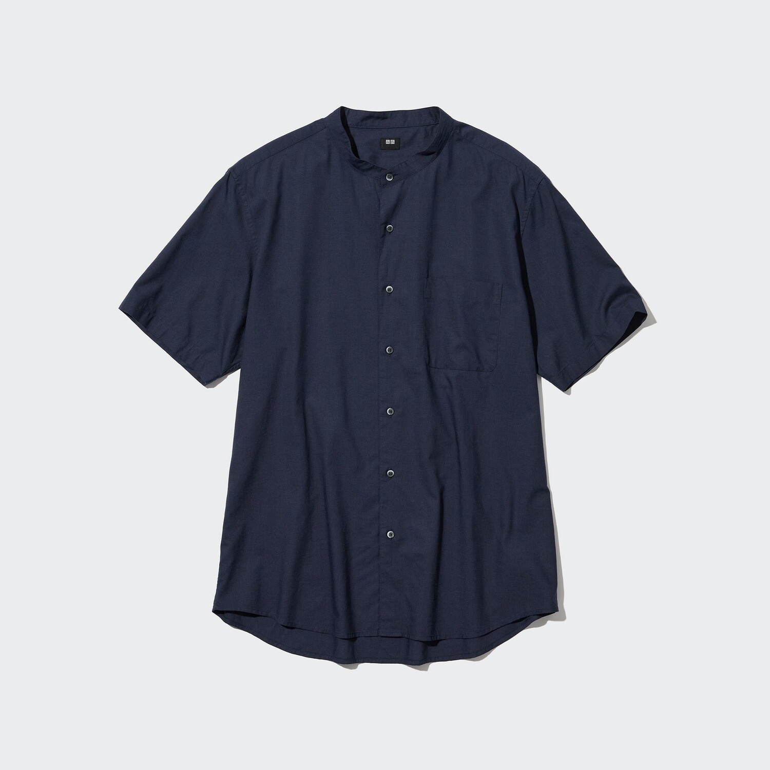 

Рубашка UNIQLO из модального хлопка с воротником-стойкой, темно-синий