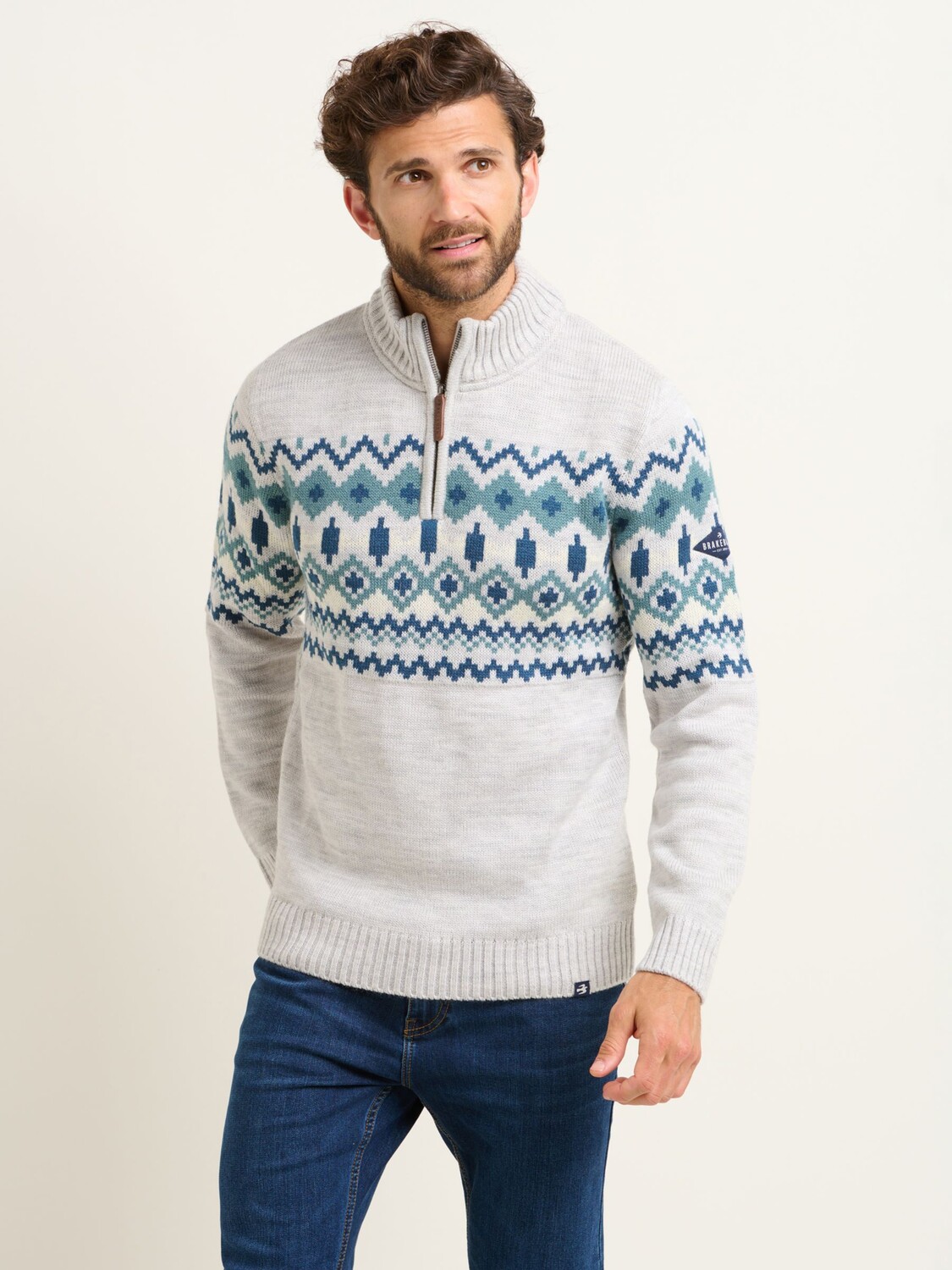 

Джемпер на молнии Fair Isle в четверть четверти Brakeburn, мульти