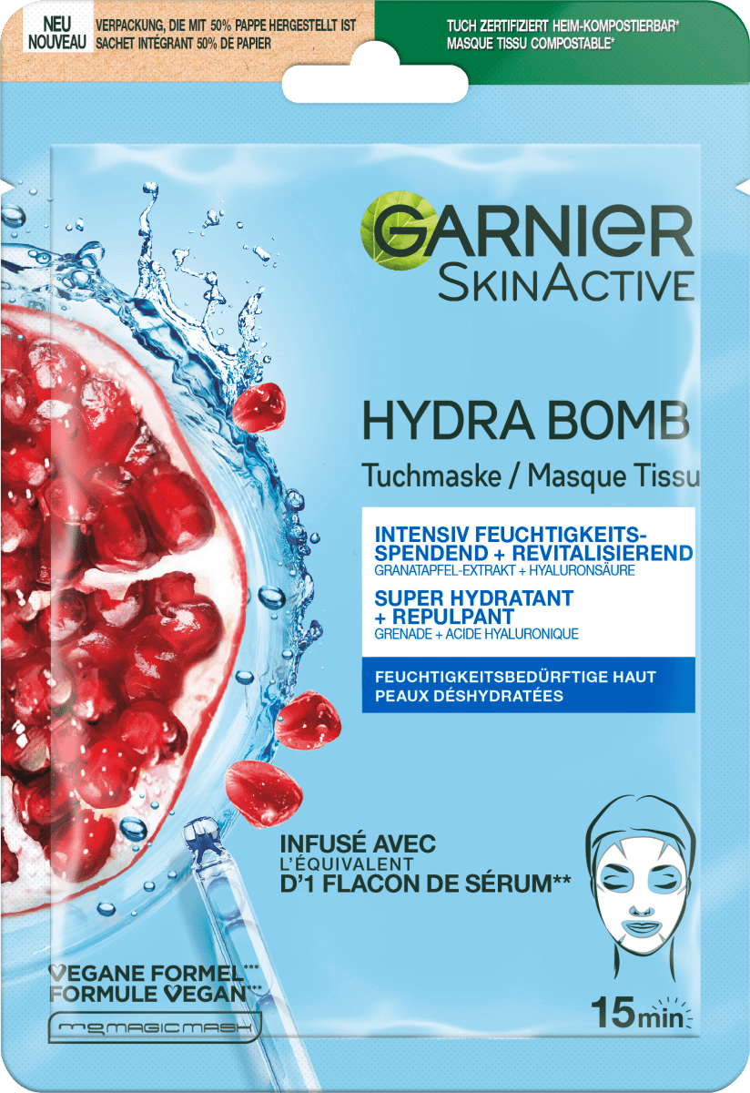 Тканевая маска Hydra Bomb Гранат 28г Garnier garnier tissue face mask hydra bomb pomegranate 1 pc