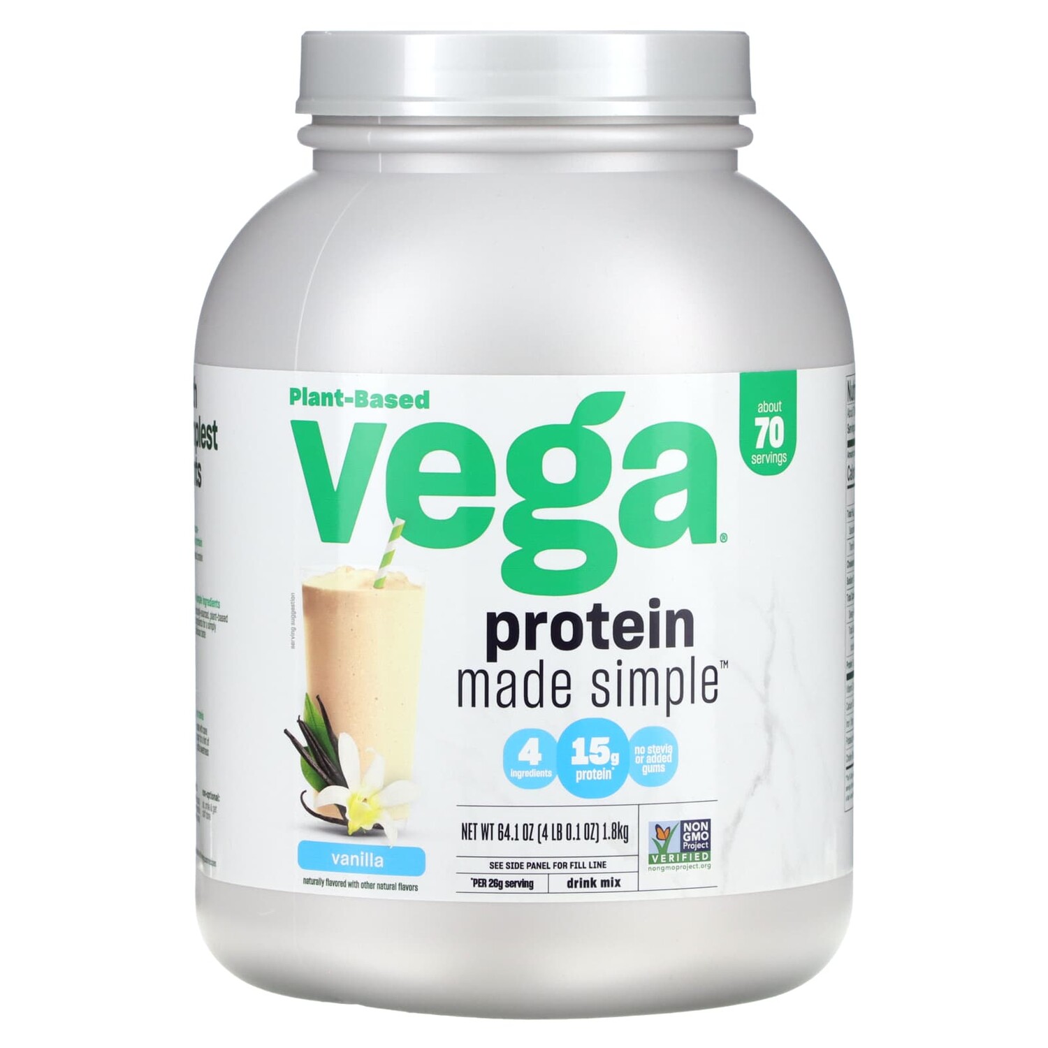 

Plant-Based Protein Made Simple, ваниль, 4 фунта (0,1 унции), Vega