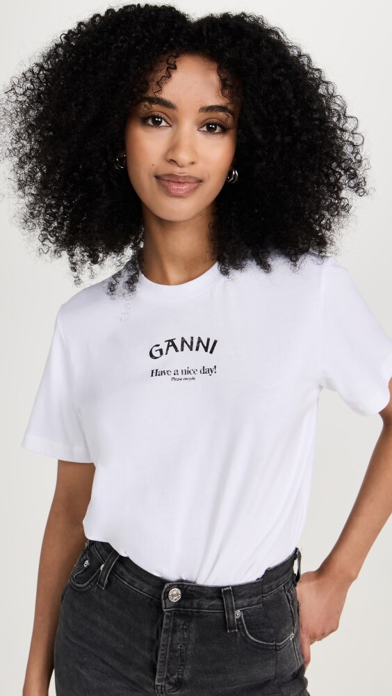 

Футболка GANNI Thin Jersey Relaxed O-Neck, белый