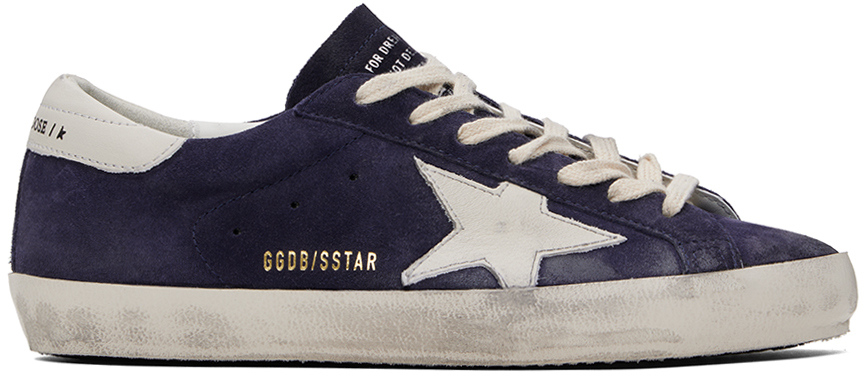 

Темно-сине-белые замшевые кроссовки Super-Star Golden Goose