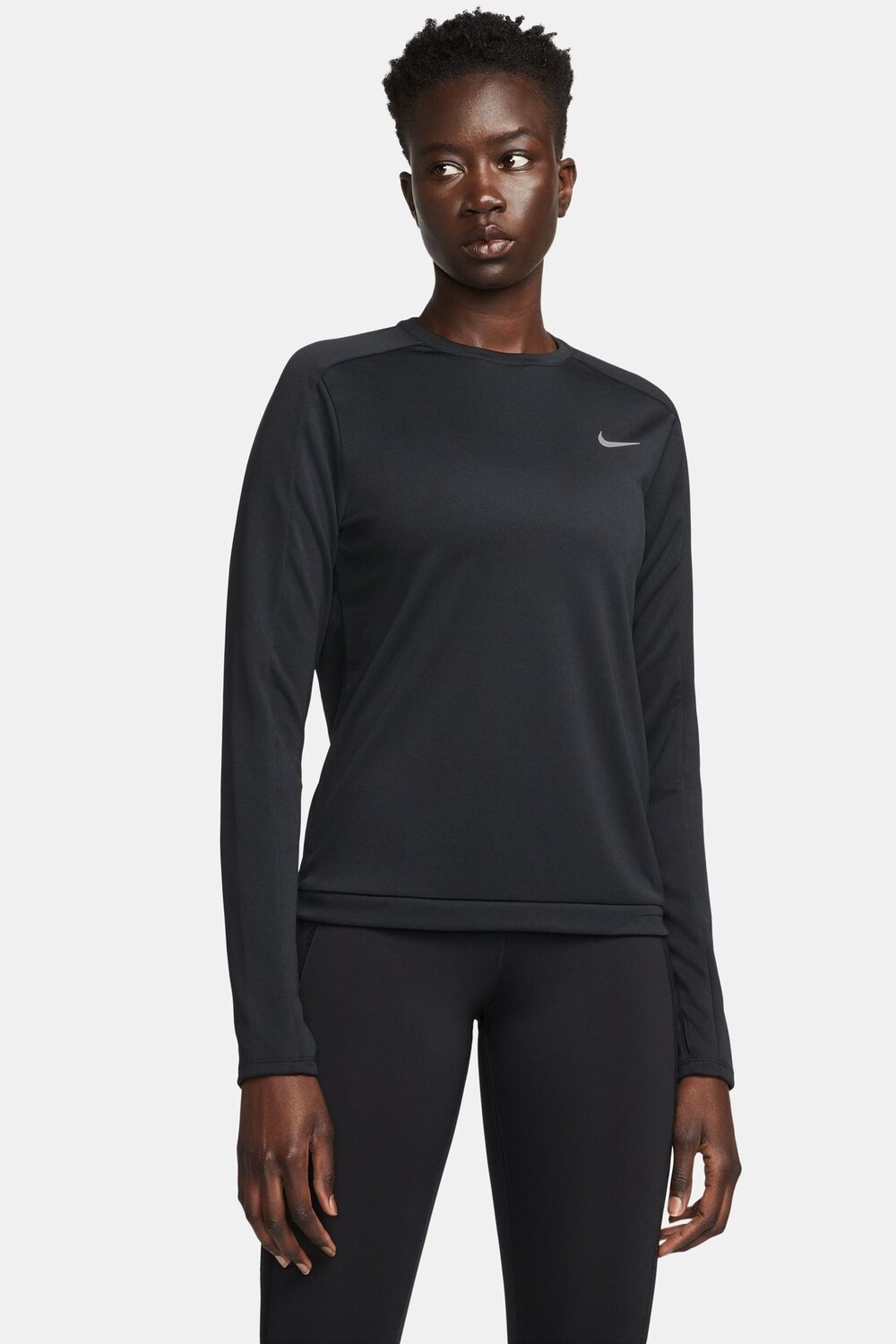 

Беговая футболка Dri Fit с круглым вырезом и длинными рукавами Nike, черный