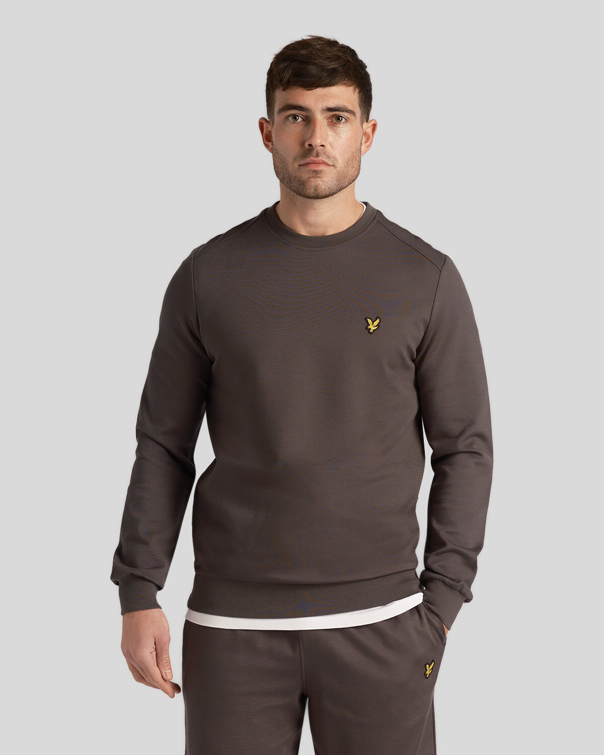 

Графитовый флисовый свитшот sport с круглым вырезом Lyle & Scott, синий