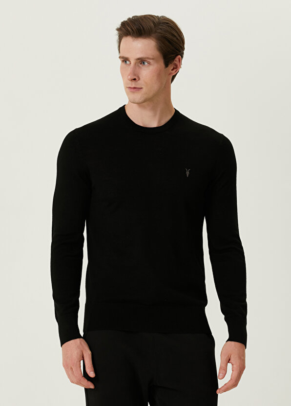 Черный шерстяной свитер с вышитым логотипом AllSaints