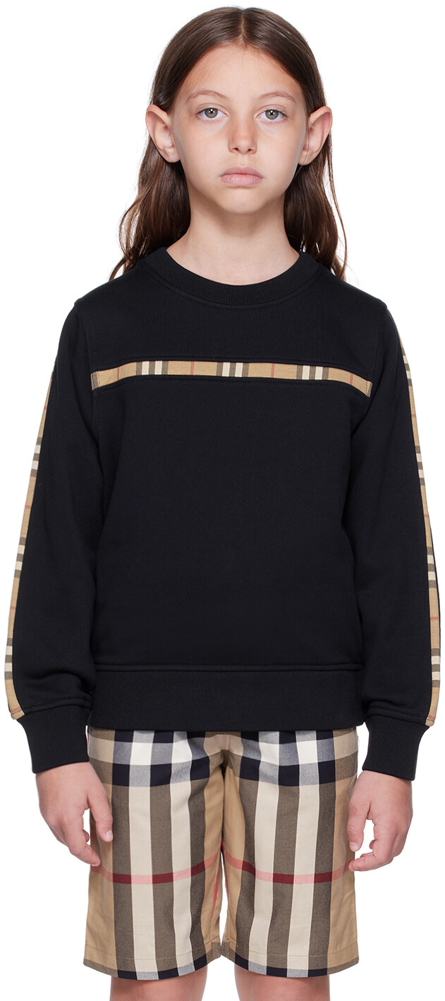 

Детский черный свитшот в клетку Burberry