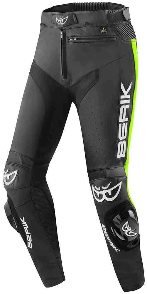 Кожаные брюки для мотоциклетных треков Berik, черный желтый 12storeez брюки кожаные серый