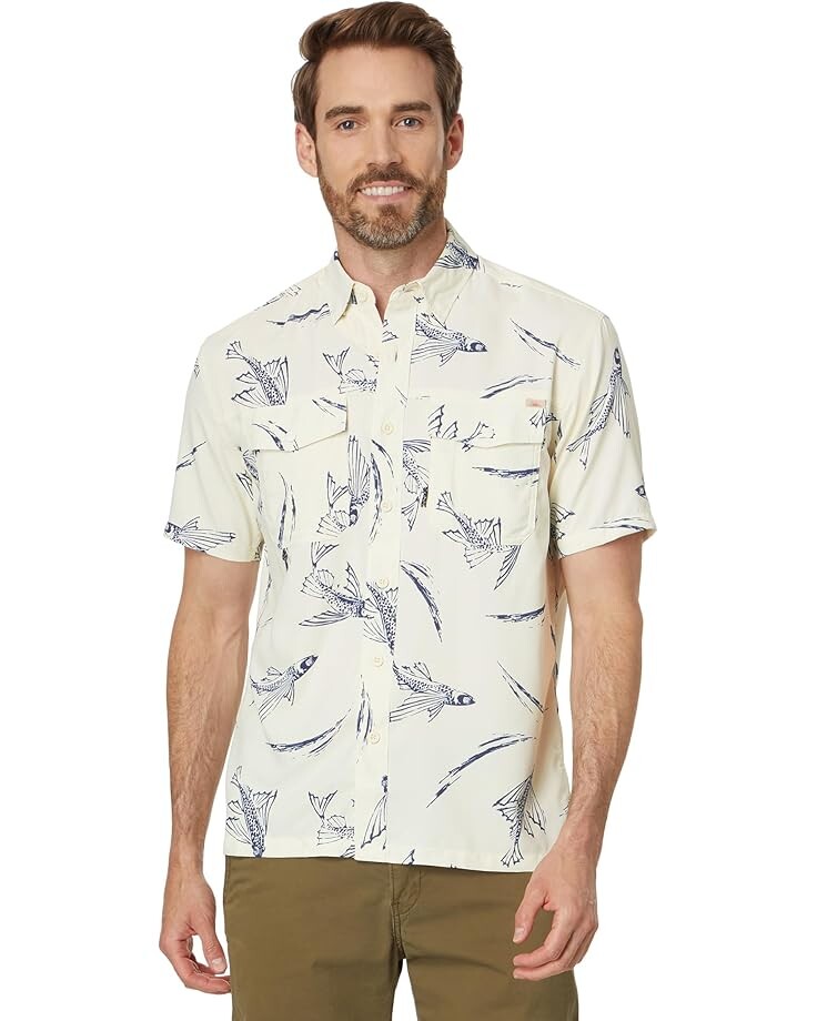 

Рубашка Faherty Shorelite Air Shirt, цвет Cream Island Fish