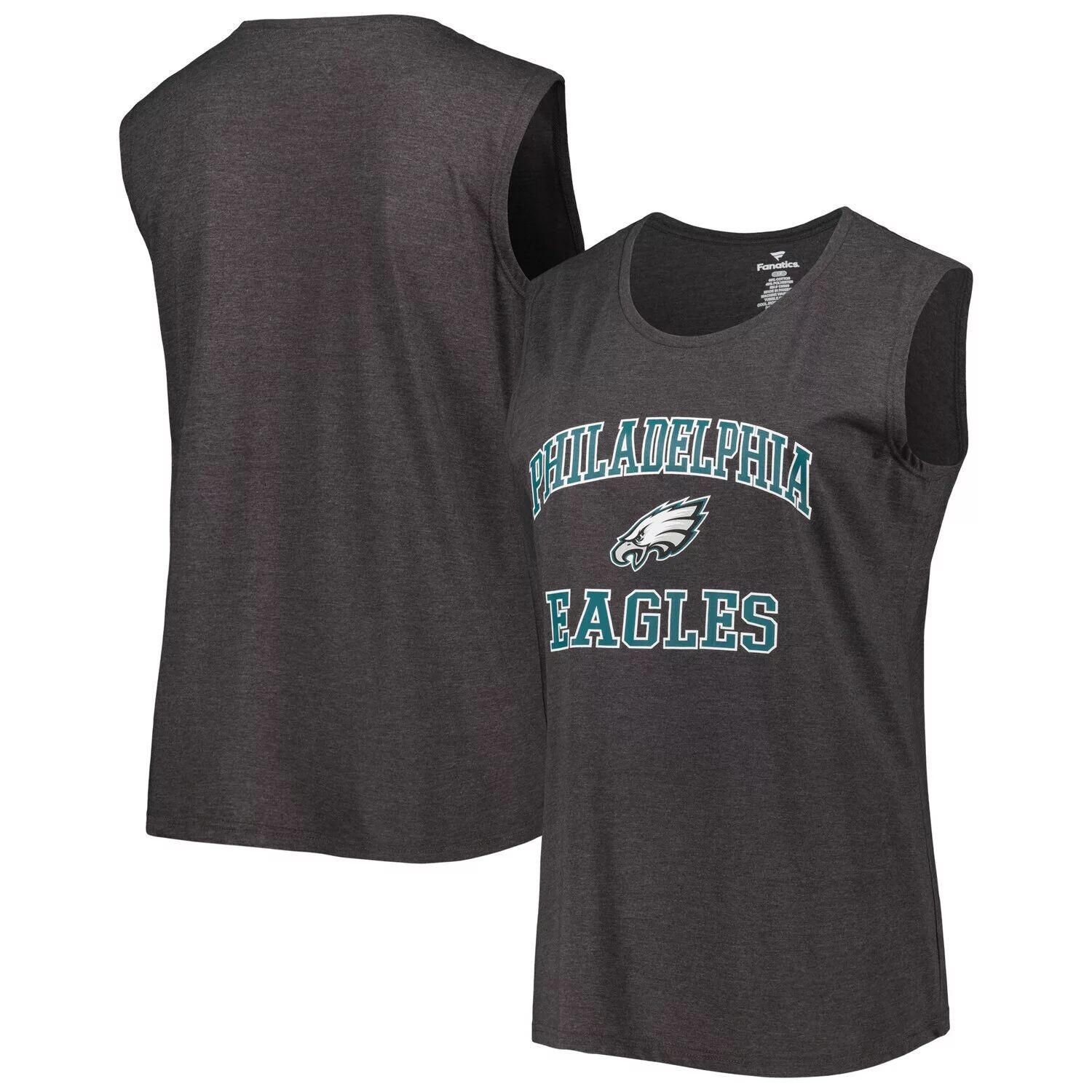 

Женская майка больших размеров с фирменным логотипом Fanatics Heather Charcoal Philadelphia Eagles Fanatics
