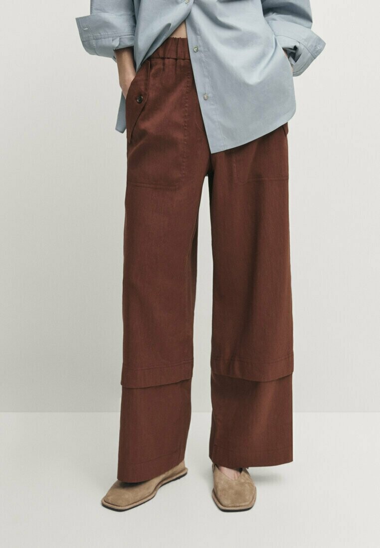 

Брюки CARPENTER WITH SEAM DETAILS Massimo Dutti, бордо