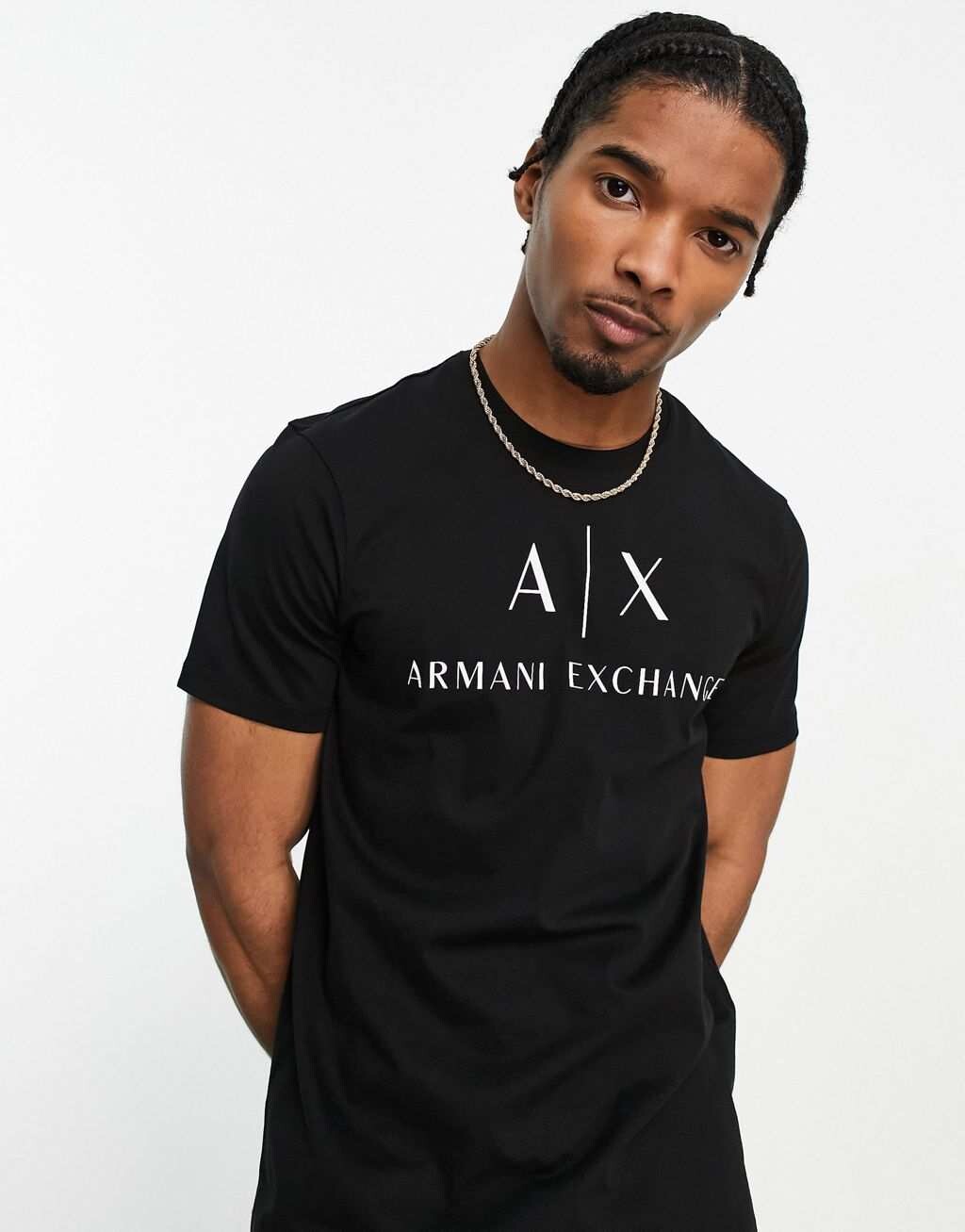 

Черная футболка с текстовым логотипом Armani Exchange