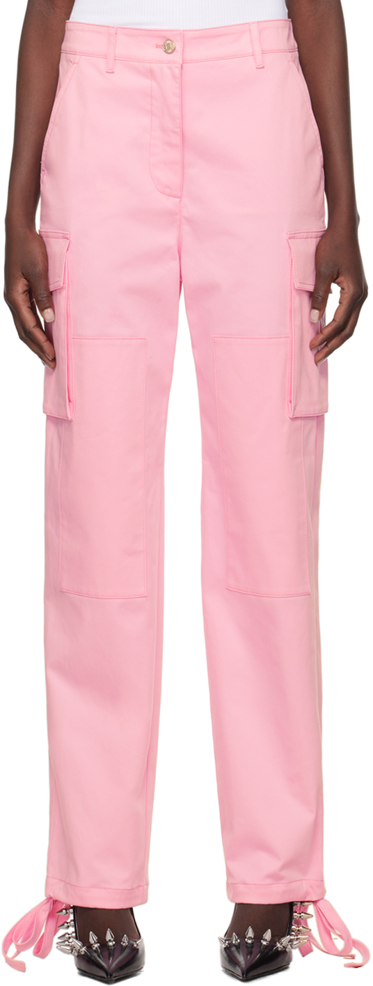 Розовые брюки карго со вставками Moschino Jeans