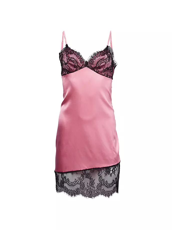 цена Мини-платье из шелка и кружева Fleur Du Mal, цвет pink cadillac